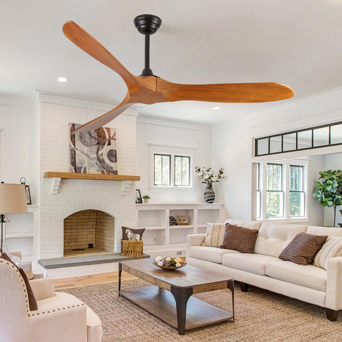60 Inch Wood Ceiling Fan No Light - Bedroom Living Room