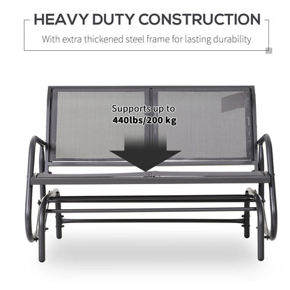Outsunny 2-Person Outdoor Glider Bench - Grey Steel Frame