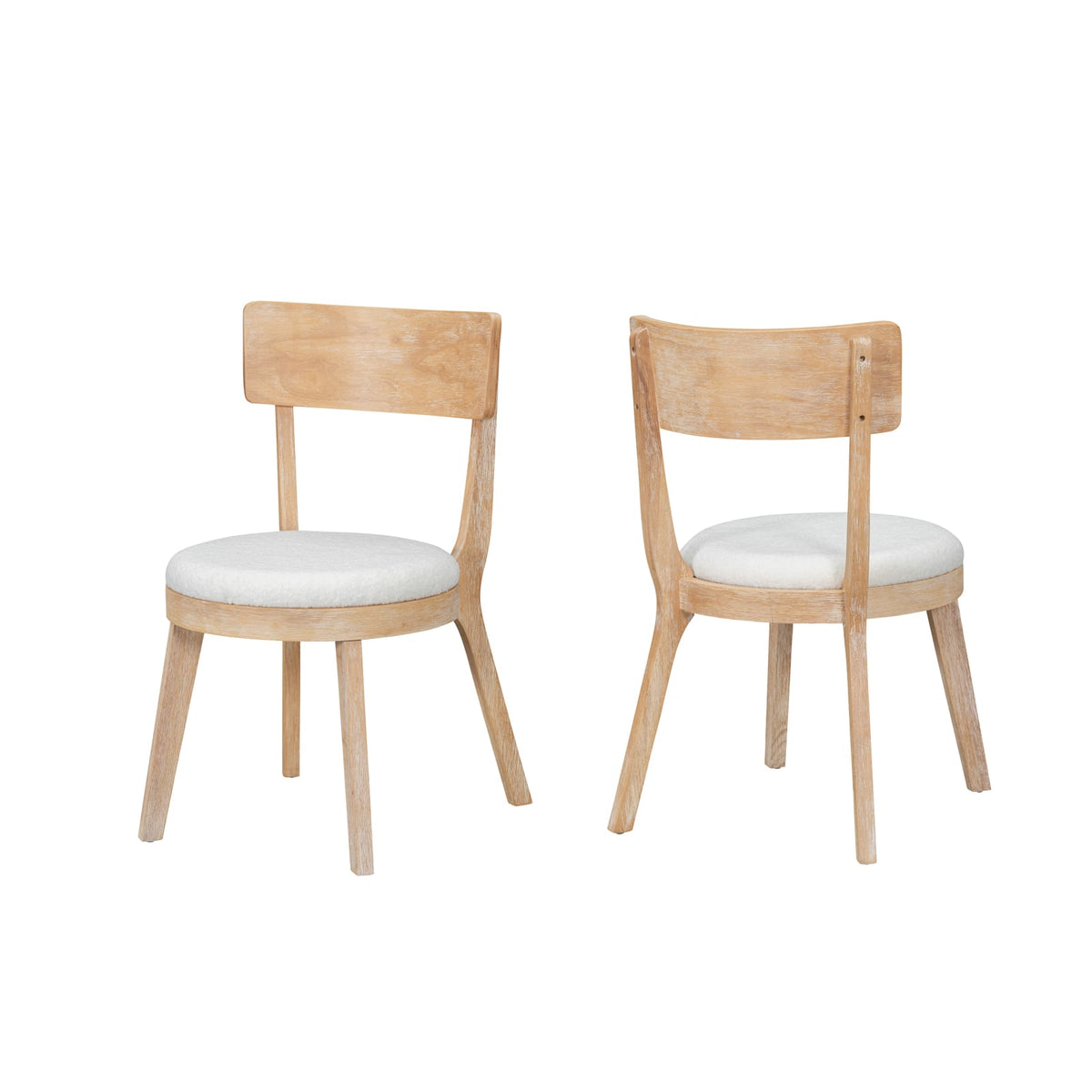 Beige Natural Upholstered Dining Chairs Set of 2