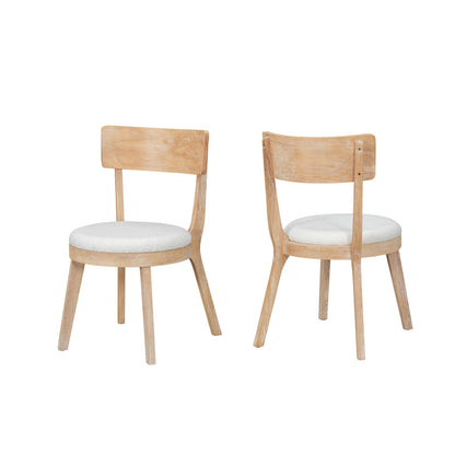Beige Natural Upholstered Dining Chairs Set of 2