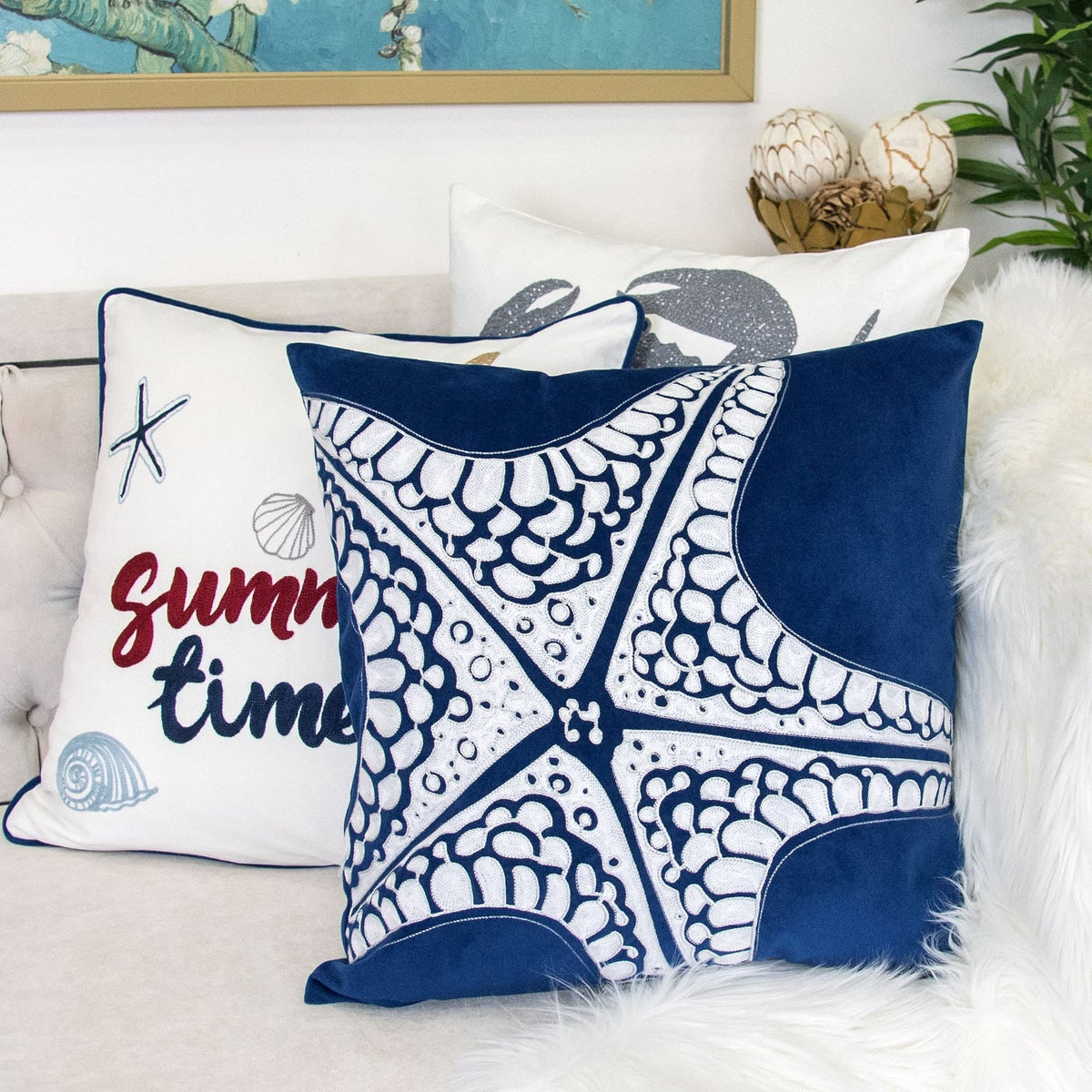 Seastar Starfish - Set of 2 Decorative Throw Pillows