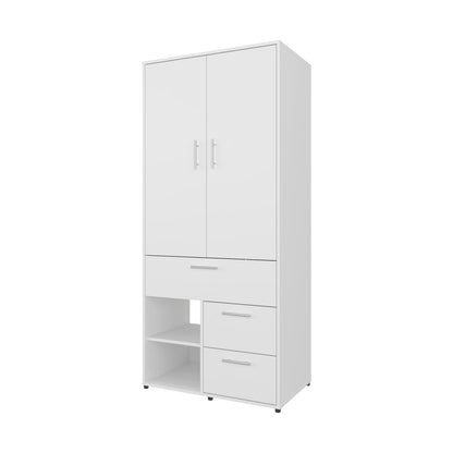 White Bedroom Wardrobe with Hanging Rod & Shelves