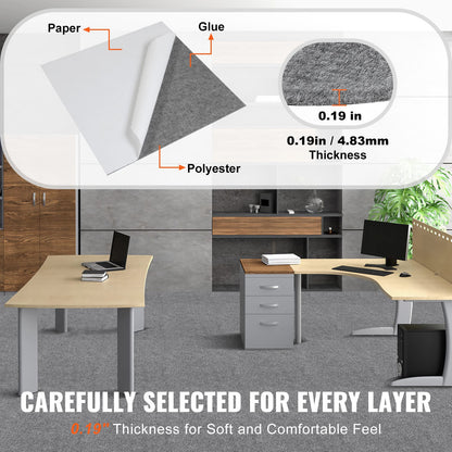 Luxury Peel & Stick Carpet Tiles - 24x24 Light Ash
