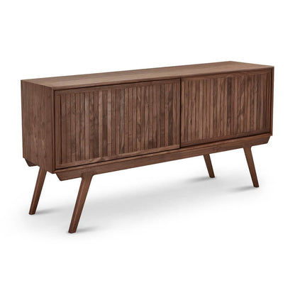 63" Walnut Wood Media Cabinet - Contemporary Storage