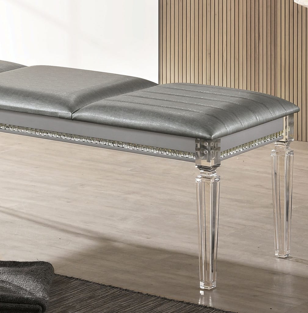 Silver Acrylic Bench - Contemporary Style for Bedroom