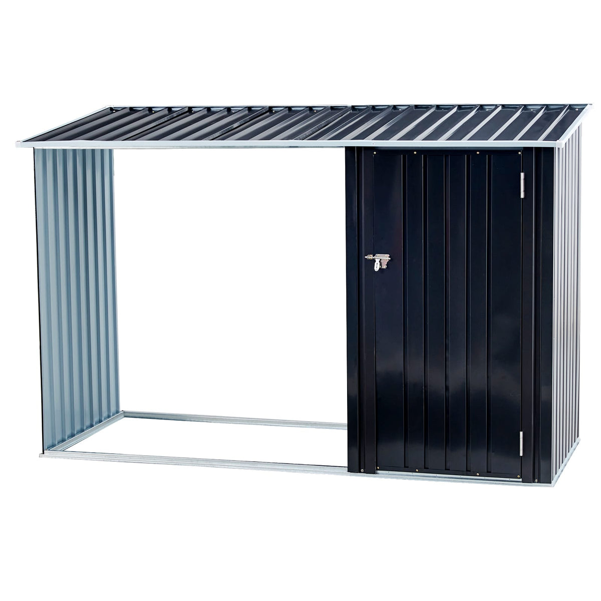Dark Gray Steel Outdoor Storage Shed for Garden Tools and Equipment