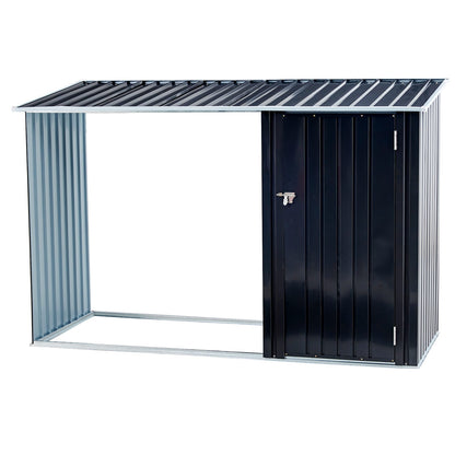 Dark Gray Steel Outdoor Storage Shed for Garden Tools and Equipment