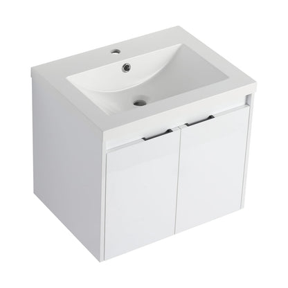 Glossy White Bathroom Vanity - 24" Plywood Storage