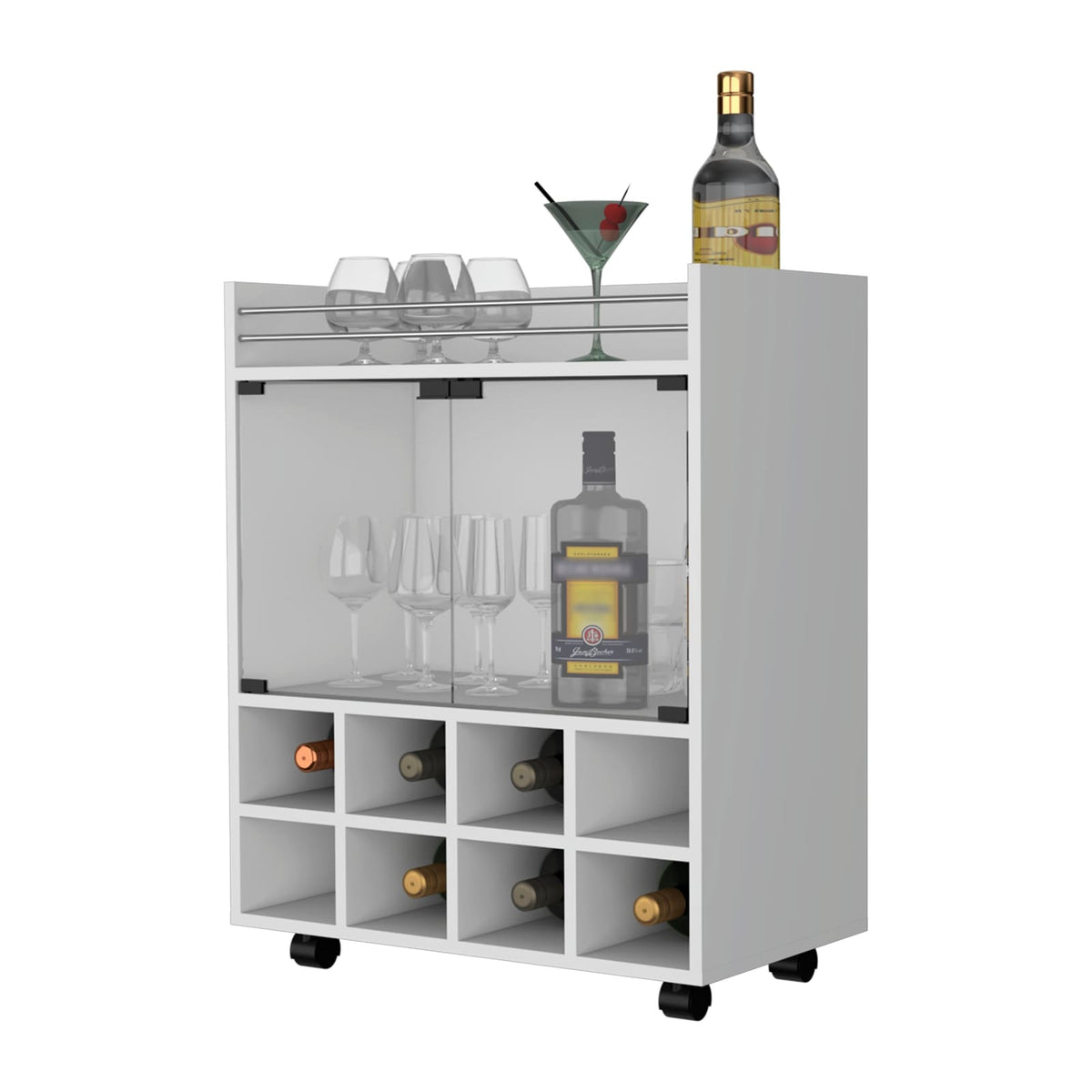 Small White Kitchen Cart with Wine Rack