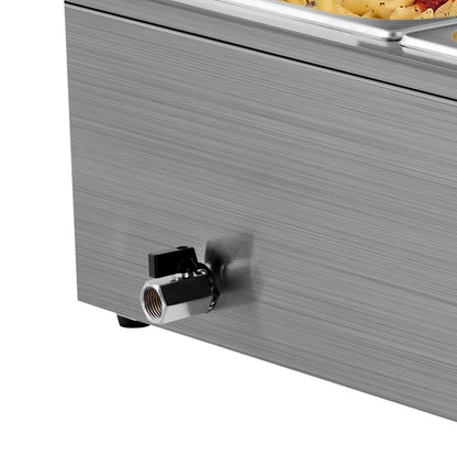 Silver Stainless Steel Food Warmer - 1500W Buffet Bain Marie