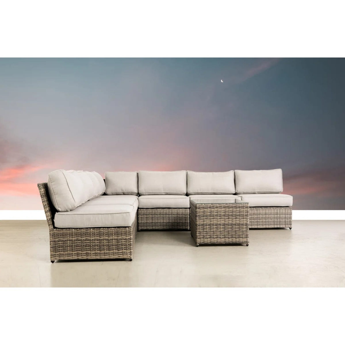 Gray Wicker Patio Sectional 8 Piece Set
