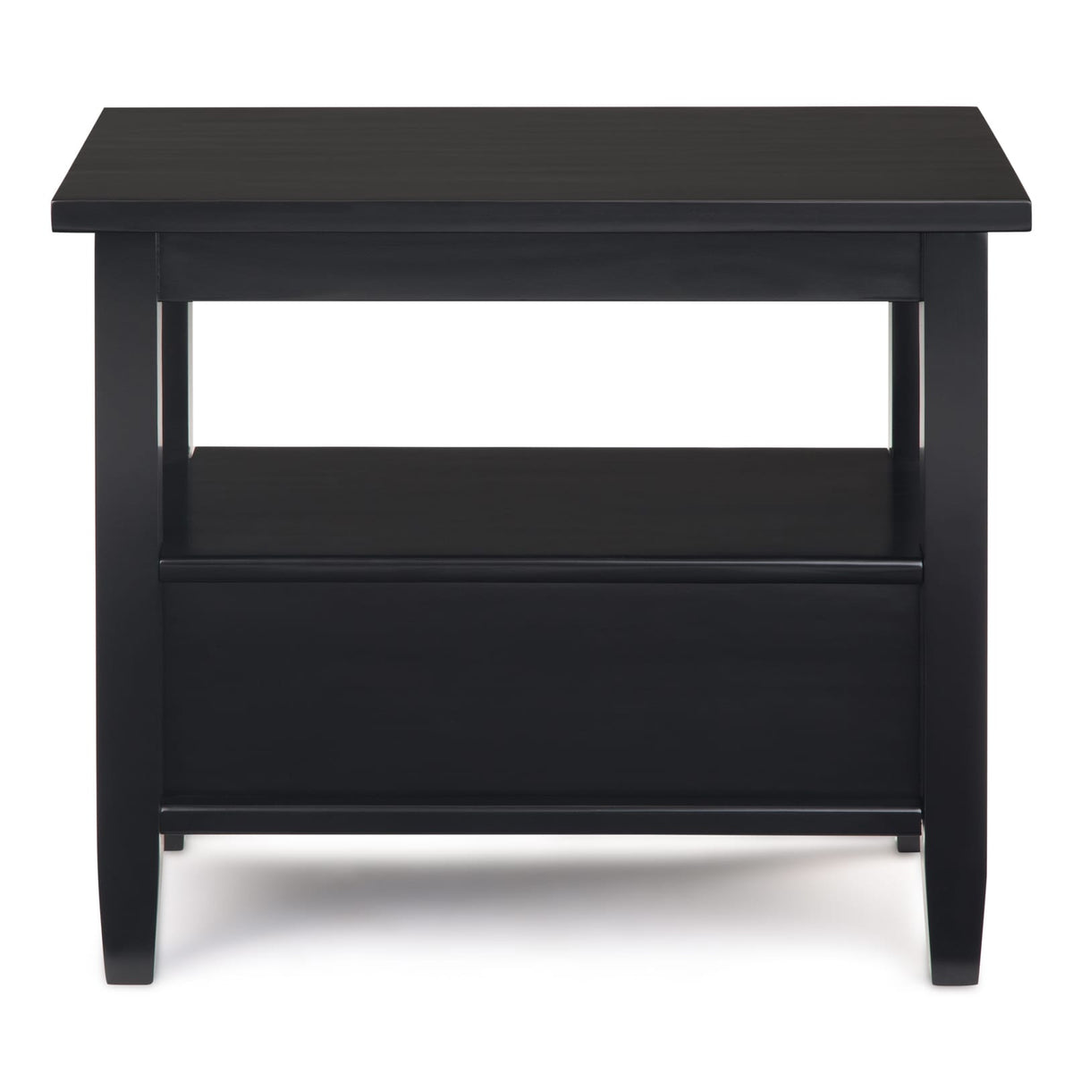 Black Wood Side Table - 14" Wide Storage Table for Living Room