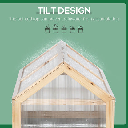 Natural Wood Raised Garden Bed with Greenhouse for Outdoor Gardening
