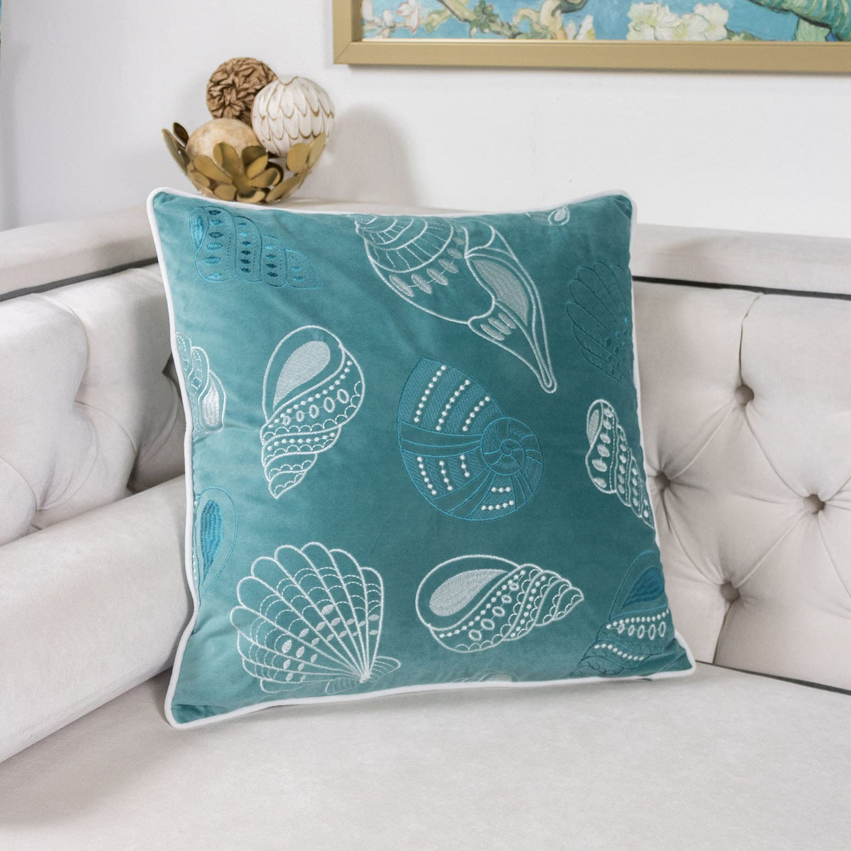 Light Blue Velvet Pillow Covers Set of 2, 20x20 Accent Pillows