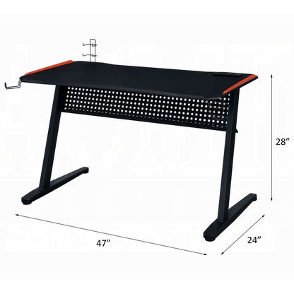 Black Red Gaming Table with LED Light and USB Charging Port
