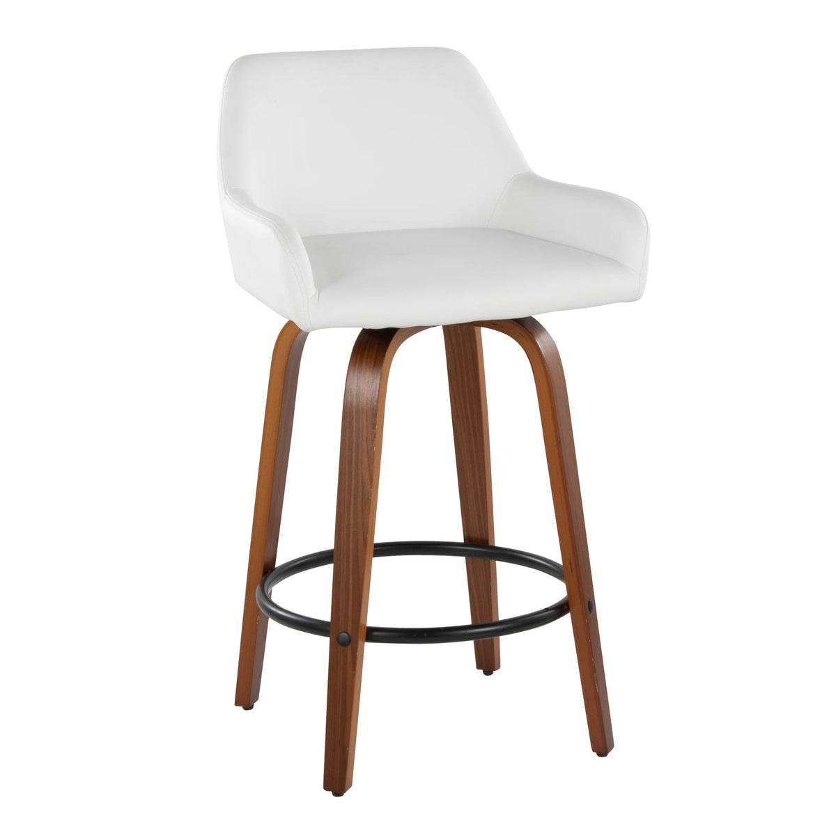 White Faux Leather Counter Stools - 2-Piece Set