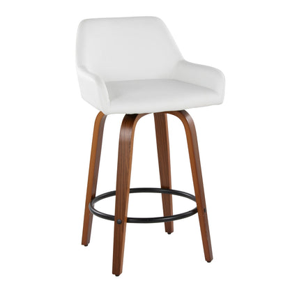 White Faux Leather Counter Stools - 2-Piece Set