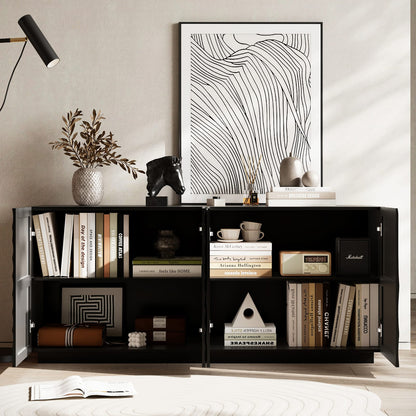Black Buffet Cabinet - 59" Storage Sideboard for Dining Room