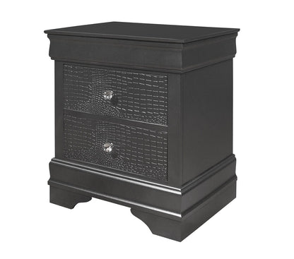 Grey Square Nightstand with 2 Drawers