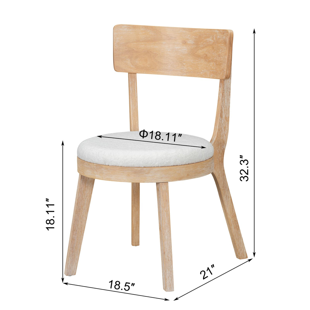 Beige Natural Upholstered Dining Chairs Set of 2