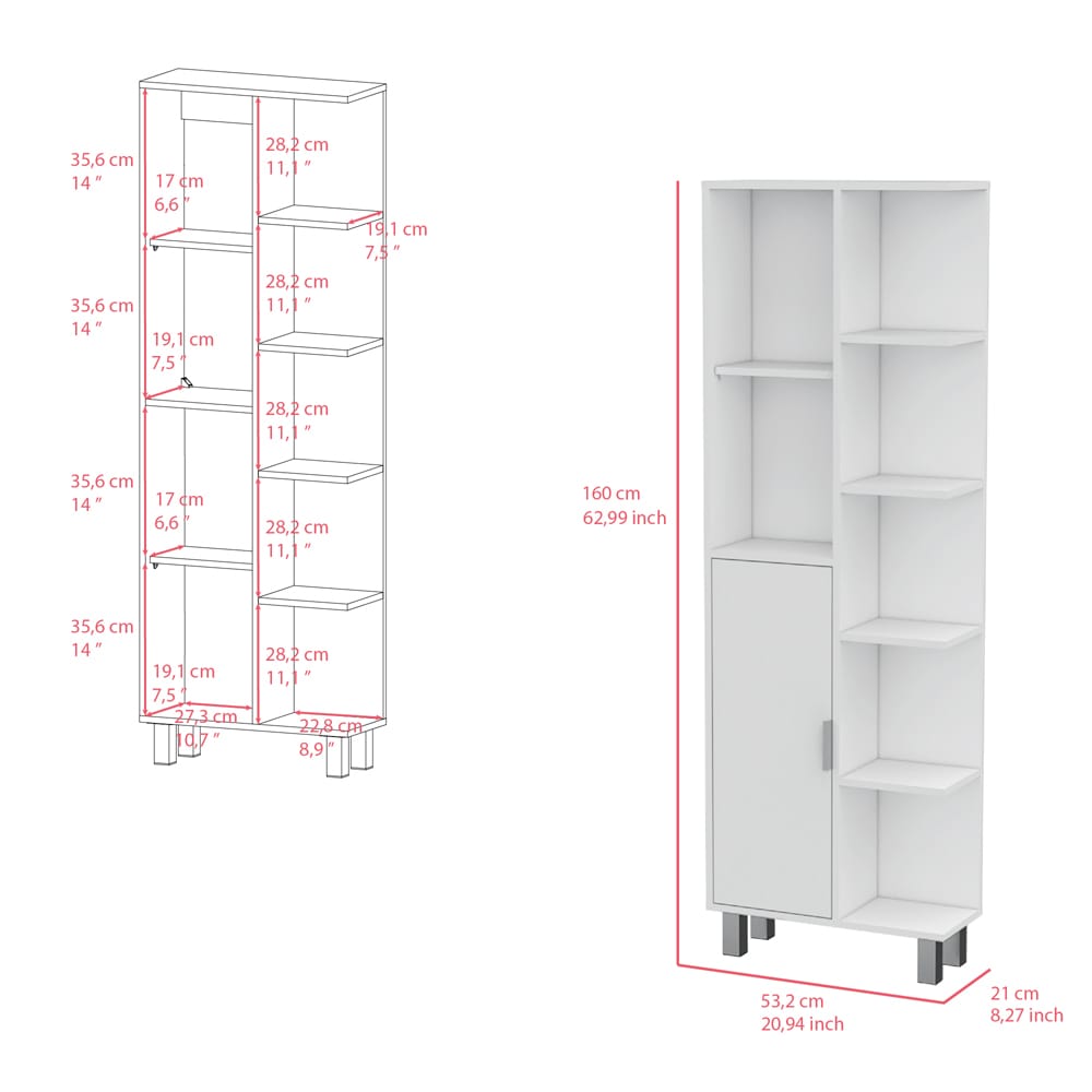 White Engineered Wood Bathroom Storage Cabinet with Legs
