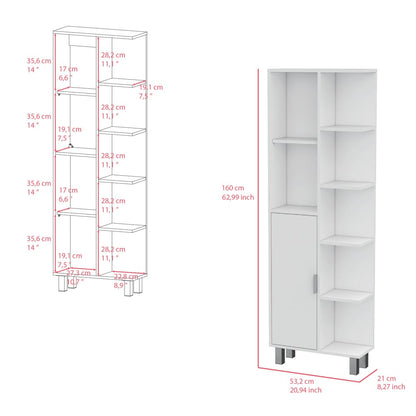 White Engineered Wood Bathroom Storage Cabinet with Legs