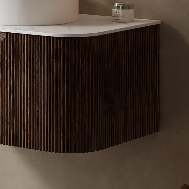 Dark Walnut Plywood Bathroom Vanity Cabinet with Artificial Marble Top