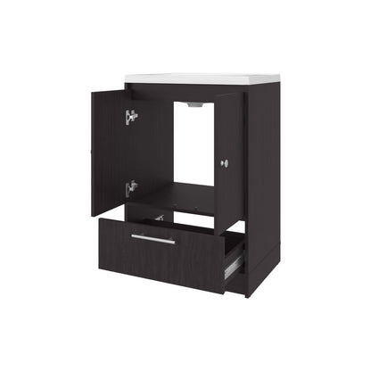 Wenge Bathroom Vanity with Sink - 36" Freestanding Storage