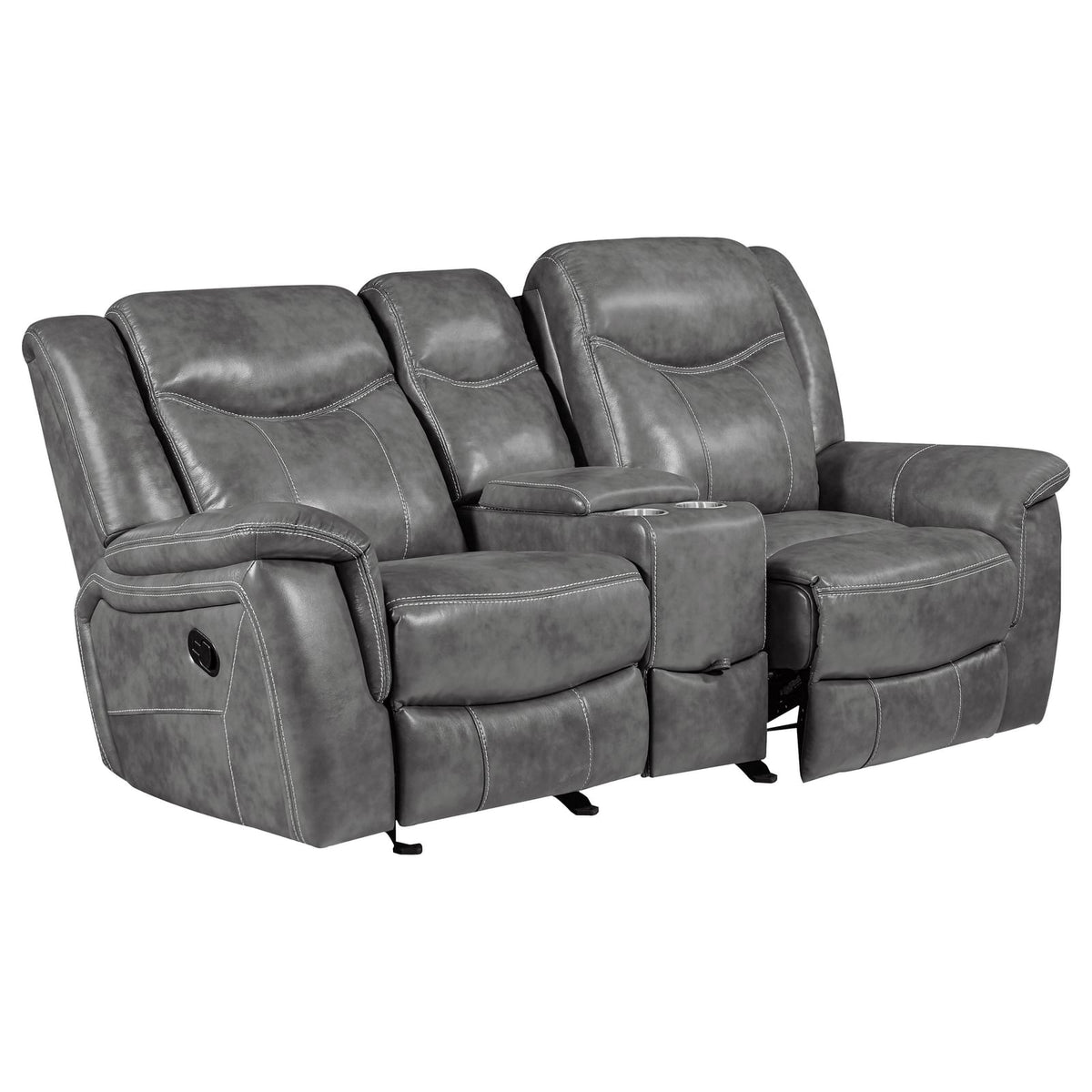 Carmen Cool Grey Motion Loveseat with Storage - Comfortable & Stylish