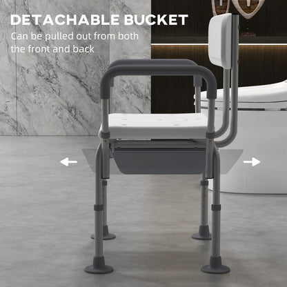 3-in-1 Shower Chair - Bedside Commode & Raised Toilet Seat, White for Living Room