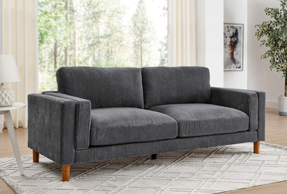 Dark Gray Corduroy 3 Seat Sofa - Modern Style for Living Room