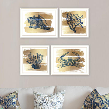 Multi-Colored Wood Paper Wall Art - 4 Piece Living Room Decor