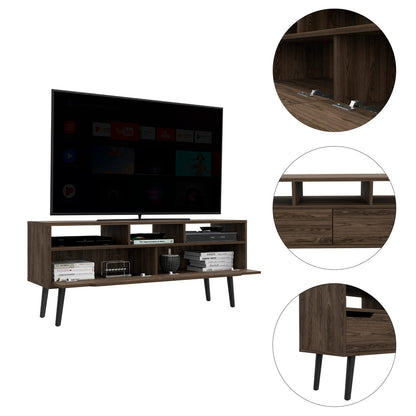 Walnut TV Stand for 50-59 Inch TVs for Living Room Apartments