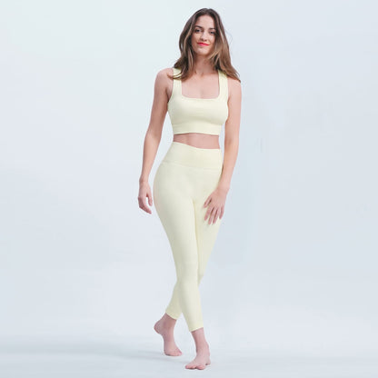 High-Waisted Tummy Control Yoga Leggings - Off White