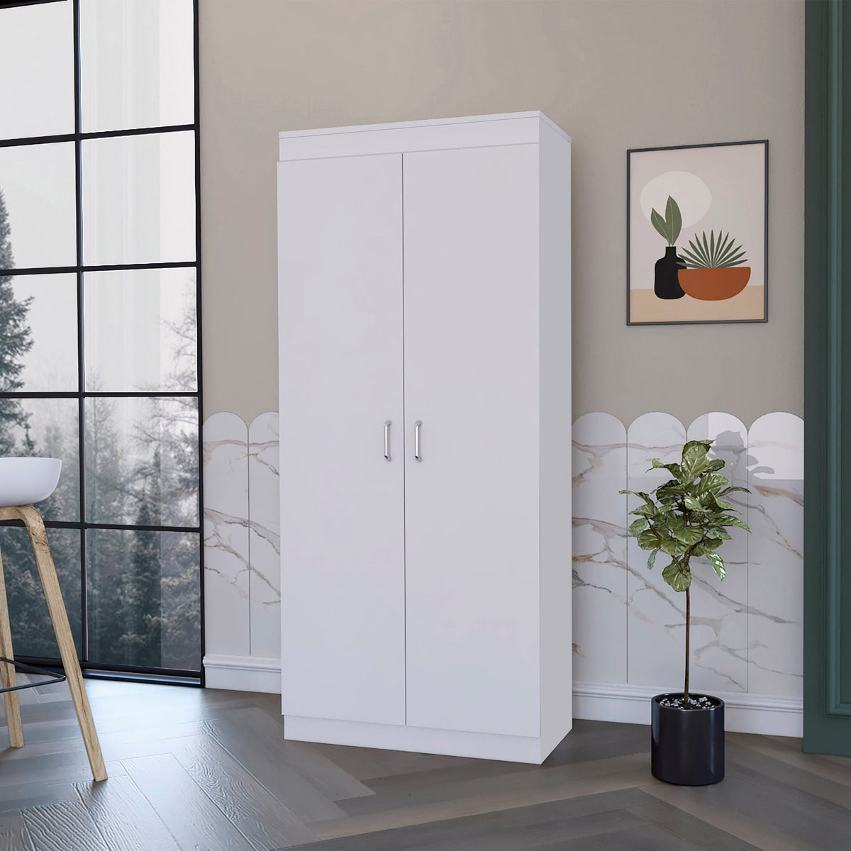5-Shelf White Pantry Cabinet - Storage Solutions