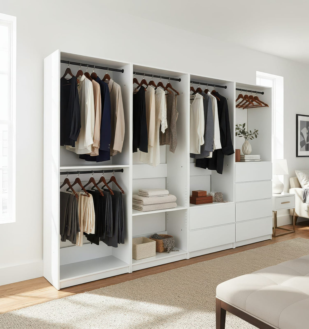 White Wood Walk-In Closet System - 15.7" W