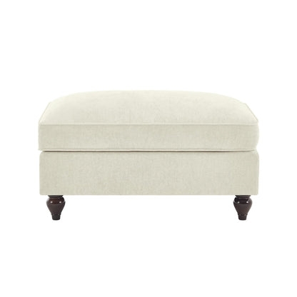 Beige White Chenille Ottoman - Small Footprint
