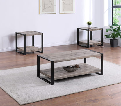 Contemporary End Table with Storage Shelf - Brown, Gray