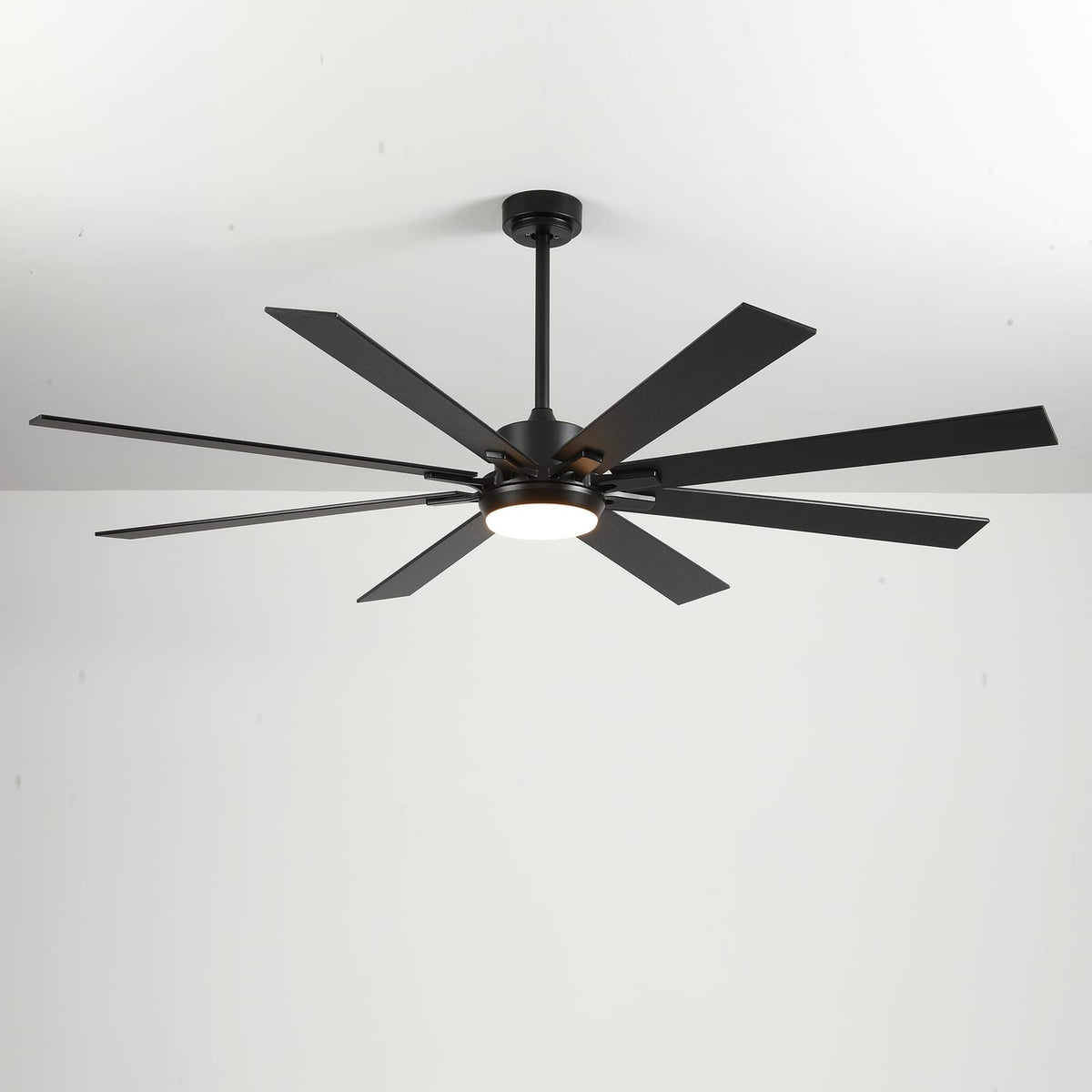 72 Inch Ceiling Fan with LED Light - Matte Black Wood Blades