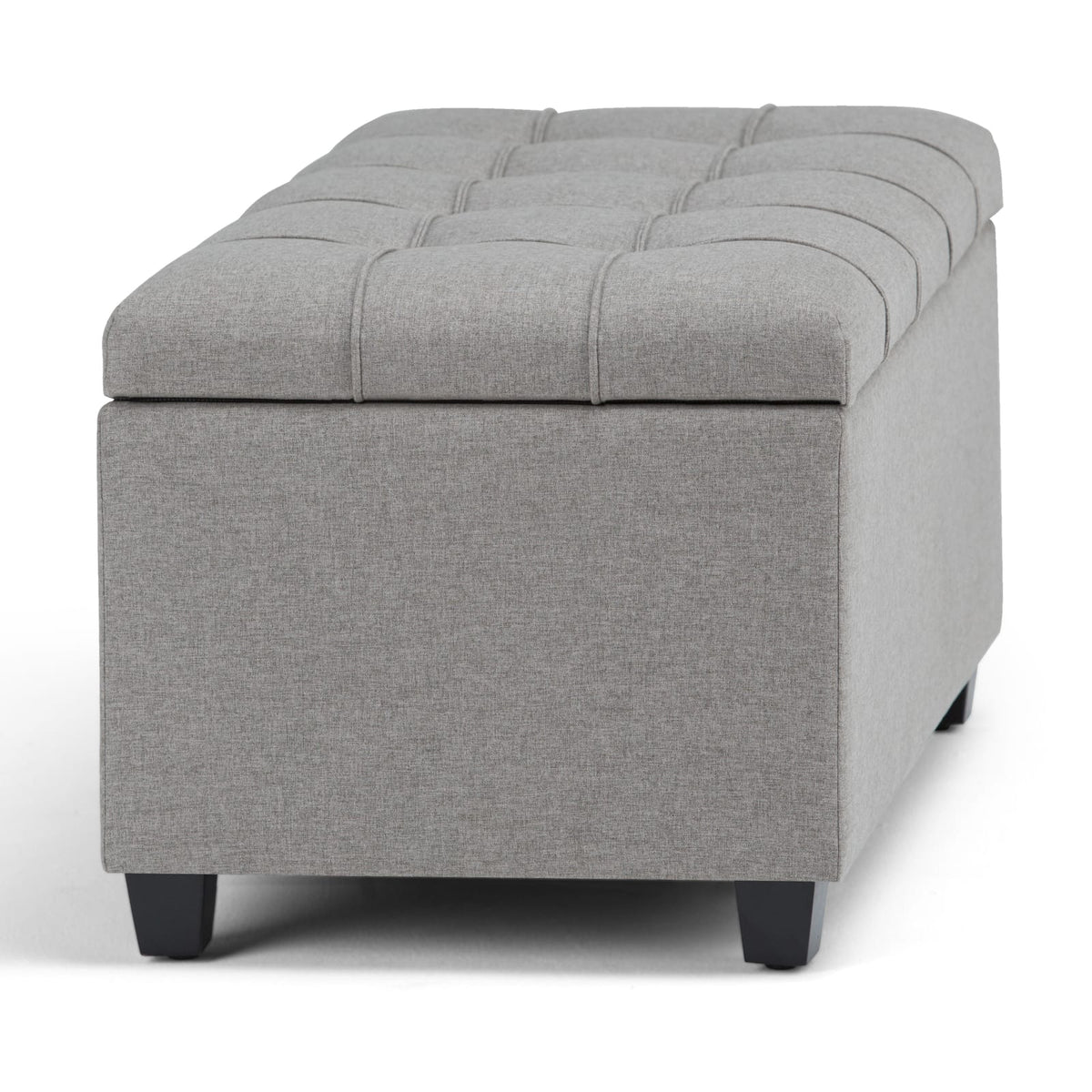 Gray Storage Ottoman Bench - 33" Wide Linen Fabric for Living Room