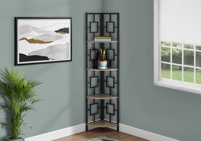 4 Tier Taupe Metal Corner Bookshelf - 62"H for Living Room