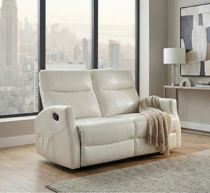 Beige Faux Leather Loveseat - 50.5" Modern Living Room Furniture
