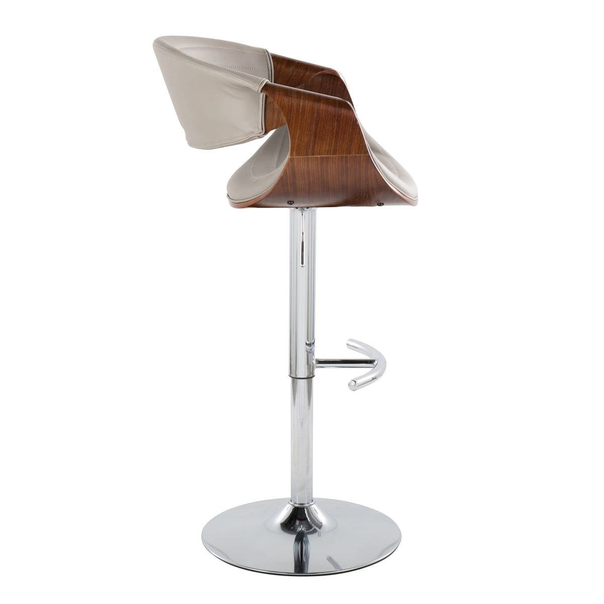 Mid-Century Barstools - Grey Faux Leather Set of 2