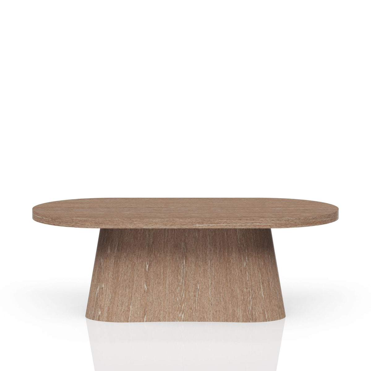 Oval Brown Solid Wood Dining Table with Sculpted Pedestal for Living Room