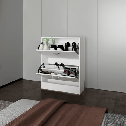 White Shoe Cabinet with 2 Doors - Storage Solutions for Living Room