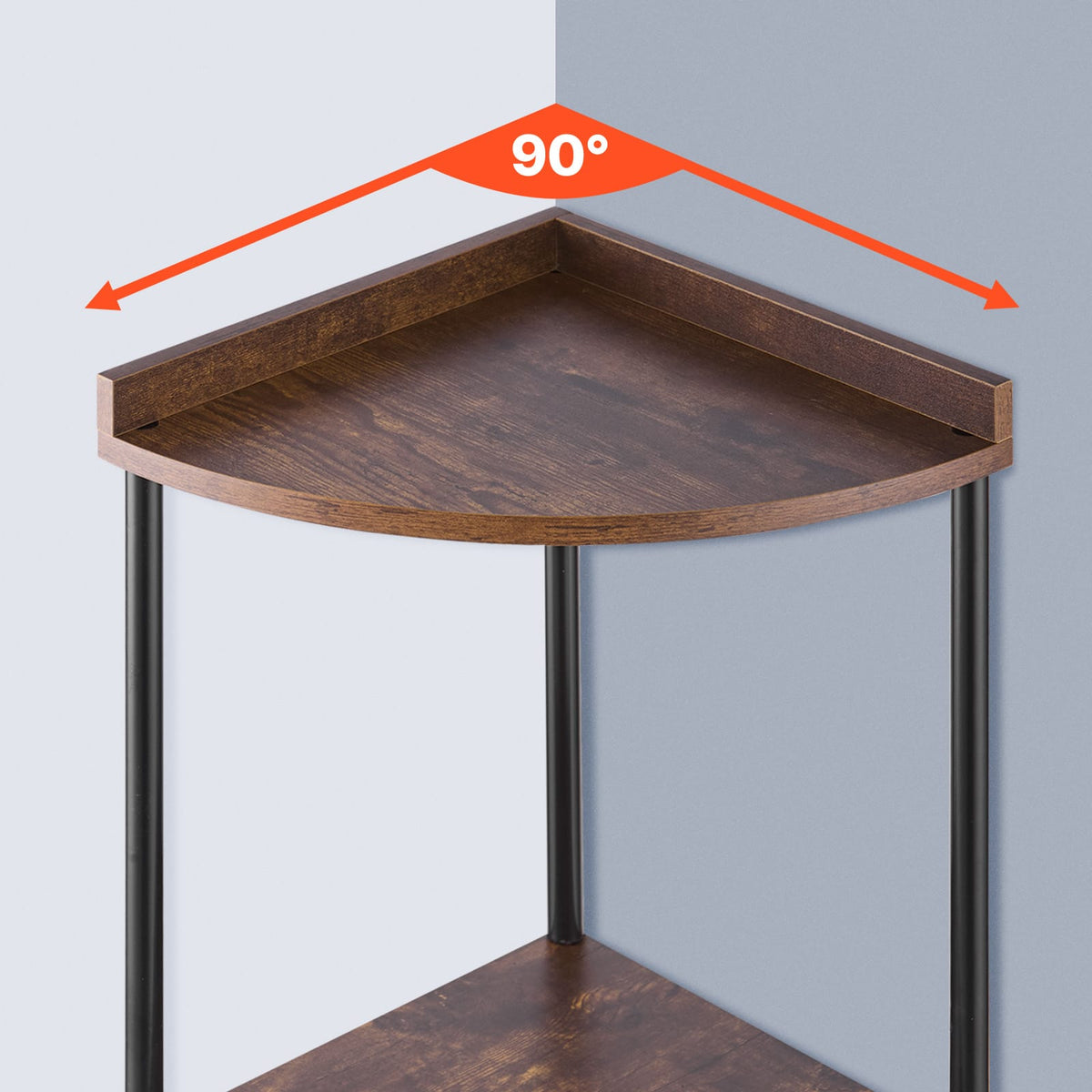 Brown Iron Corner Shelf with LED Lights - 5 Tier Storage