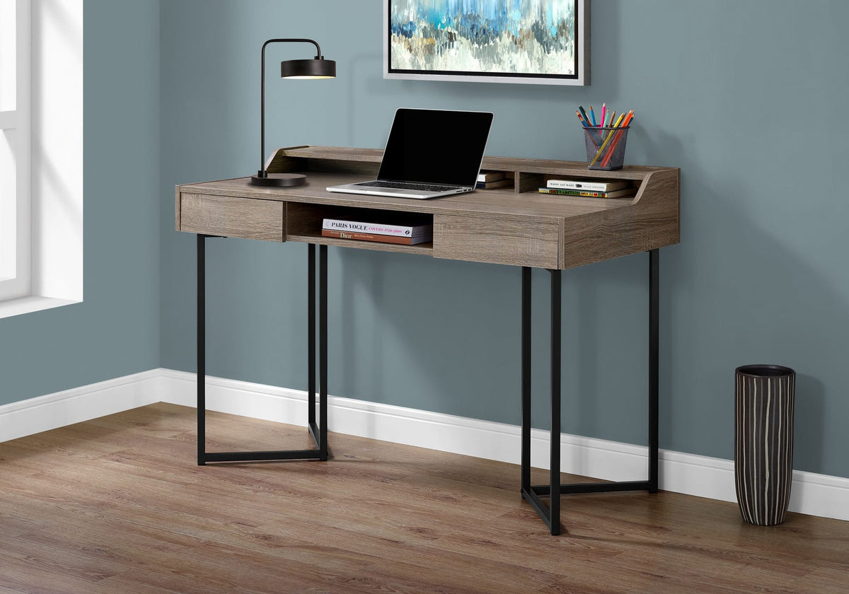Home Office Compact Taupe MDF Office Desk with Storage Drawers for Modern