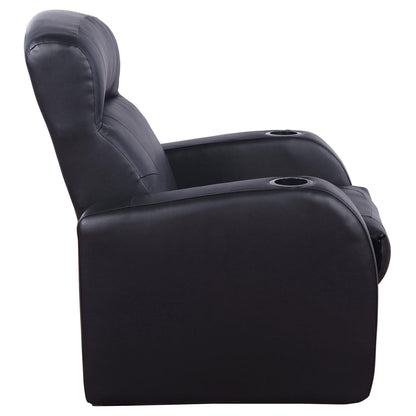 Black Genuine Leather Recliner - 32.75" Wide
