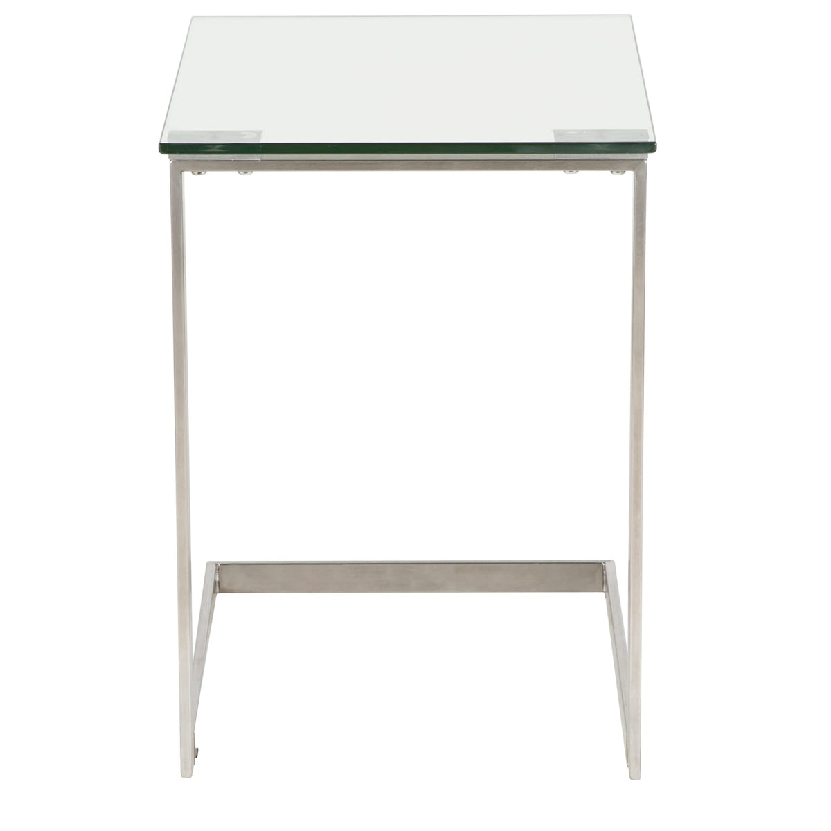 Clear Glass & Metal End Table - 19.25" Modern Design for Living Room