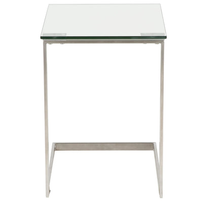 Clear Glass & Metal End Table - 19.25" Modern Design for Living Room